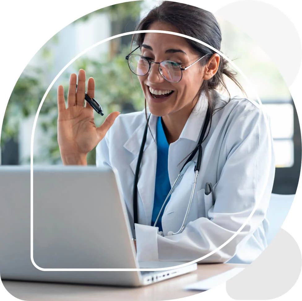 A picture of a nurse offering medical education to a patient.