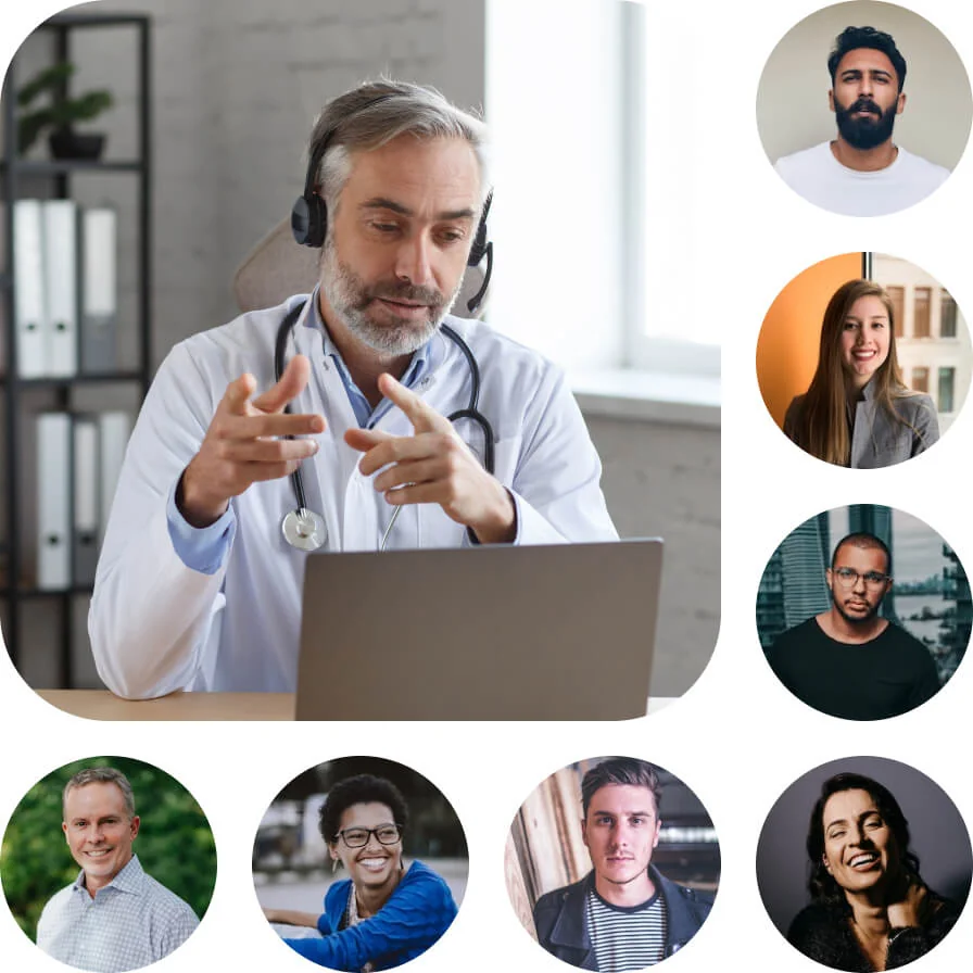 A picture showing many happy people. Patient education improves physical and mental health.