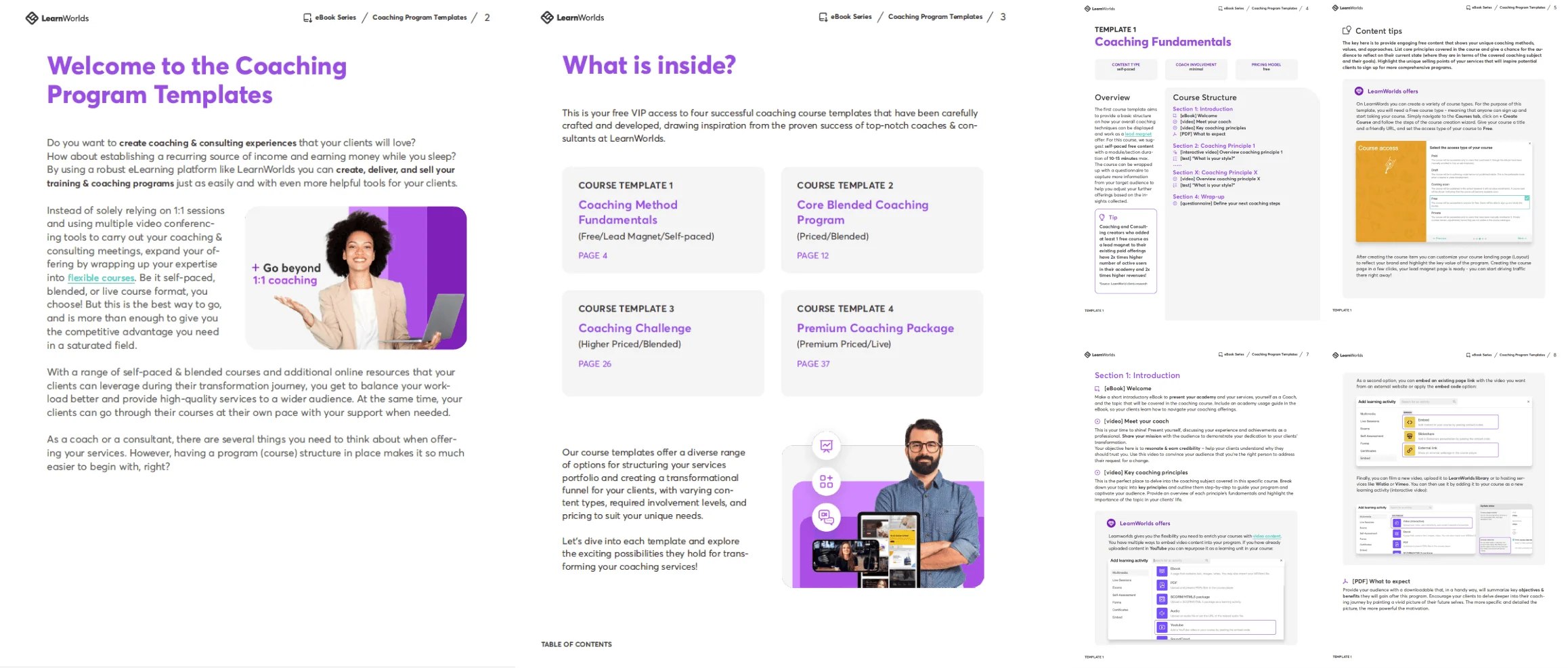 Expert Program Coaching Templates To Grow Your Impact. Sample pages.