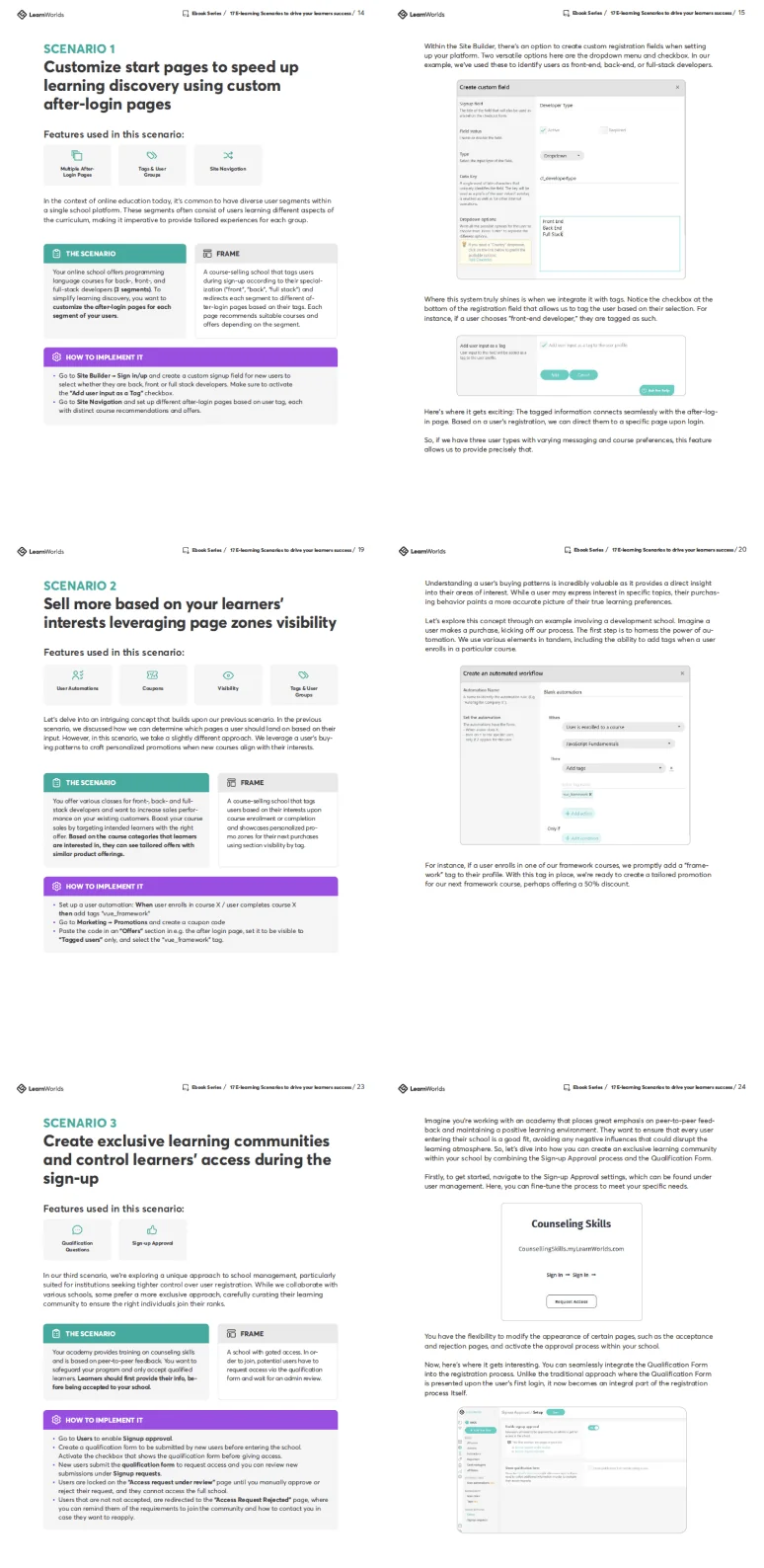 Ebook 17 E-learning Scenarios to Drive Your Learners Success. Sample pages.
