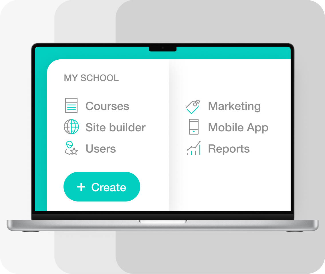 Learnworlds school administration main navigation options