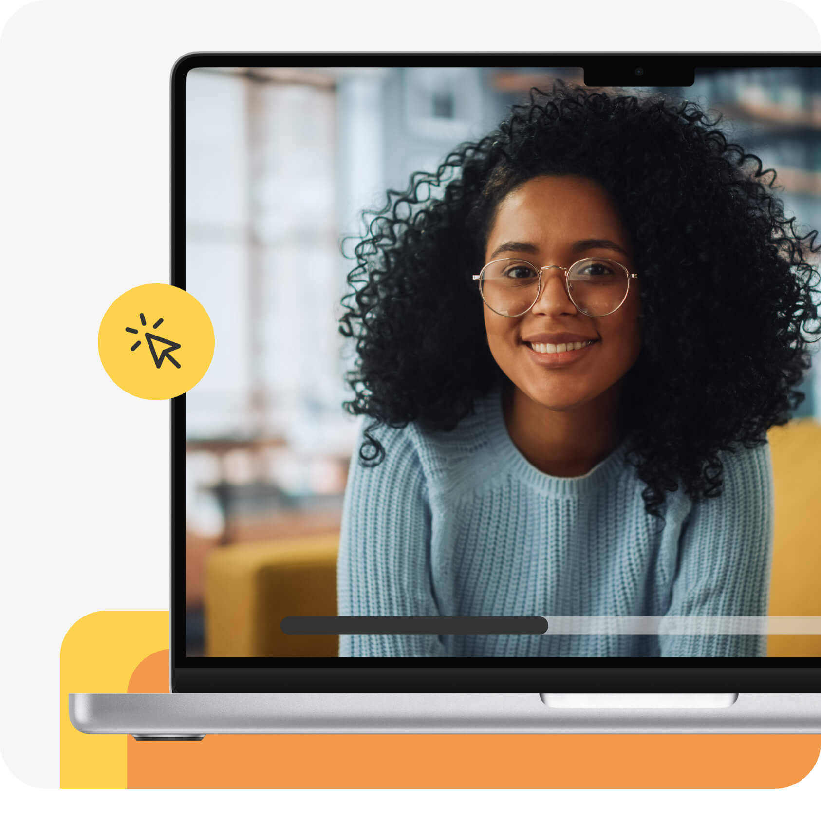 Create meaningful and engaging learning experiences for your audience online. A picture of a black young female student on computer screen.