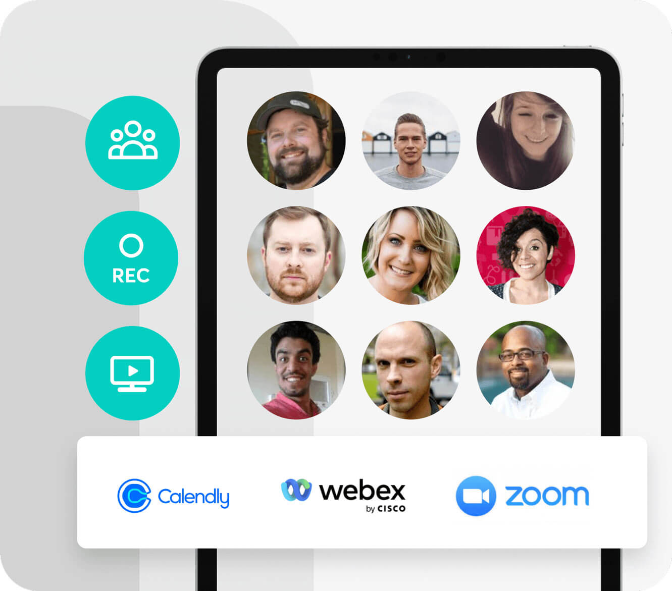 Options to setup live sessions and video coaching like Calendrly, Webex, and Zoom integrations.
