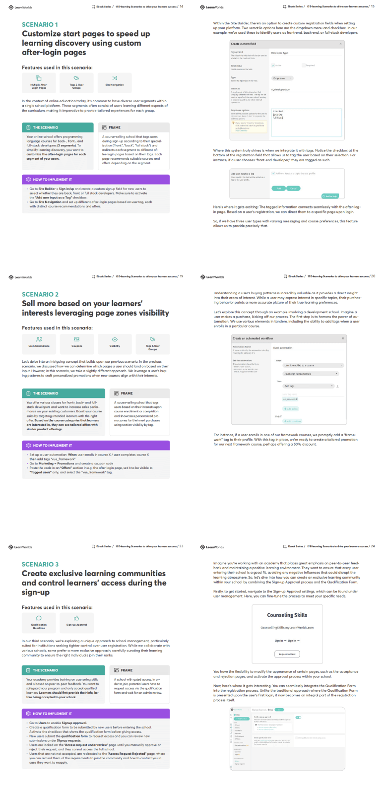 Ebook 17 E-learning Scenarios to Drive Your Learners Success. Sample pages.