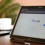 Tablet with the Google window open.