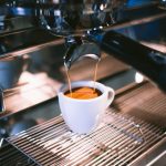 Dripping espresso coffee.