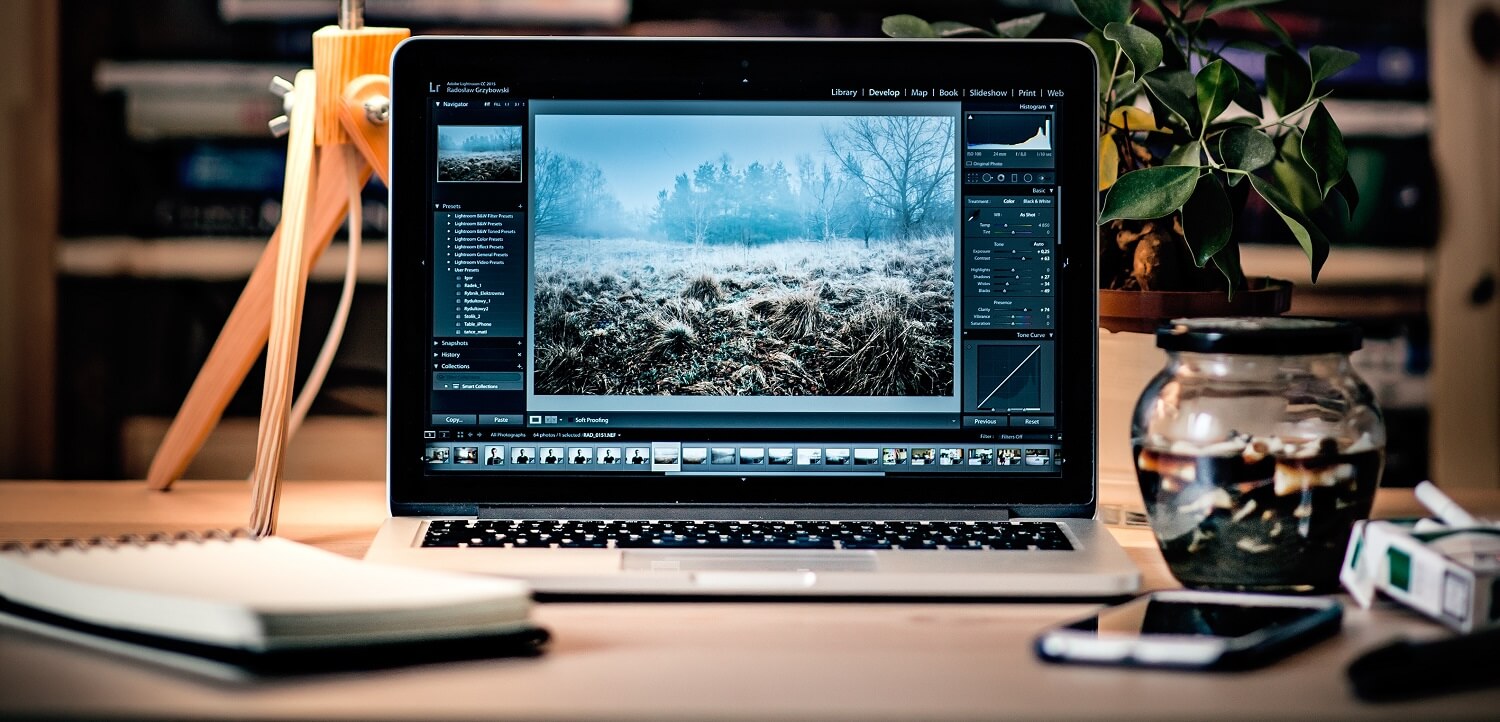 Video course editing on a MacBook.