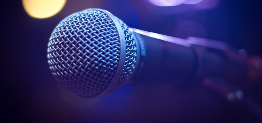 close up to a microphone