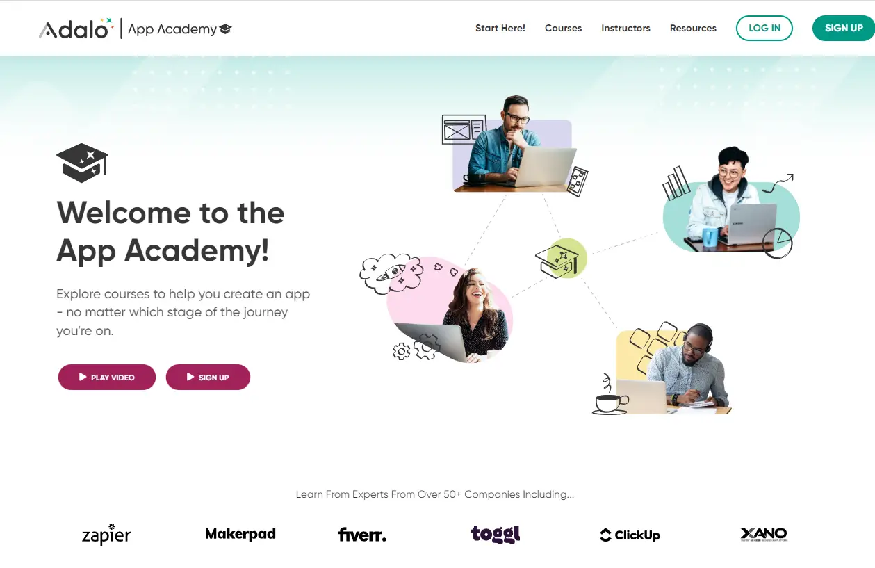 A screenshot of Adalo's app academy