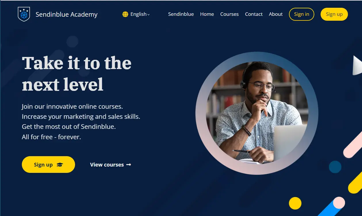 A screenshot of Sendinblue's acadedmy website for customer education.