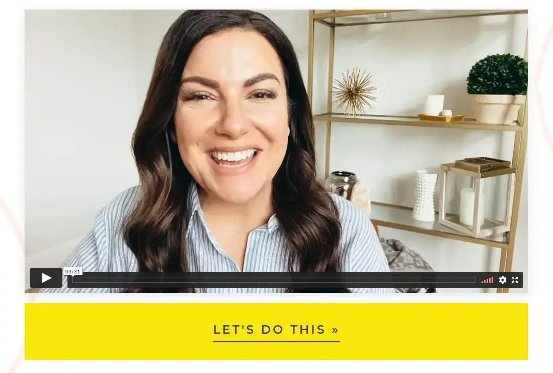 A screenshot showing Amy Porterfield's CTA on her Digital Course Academy video.