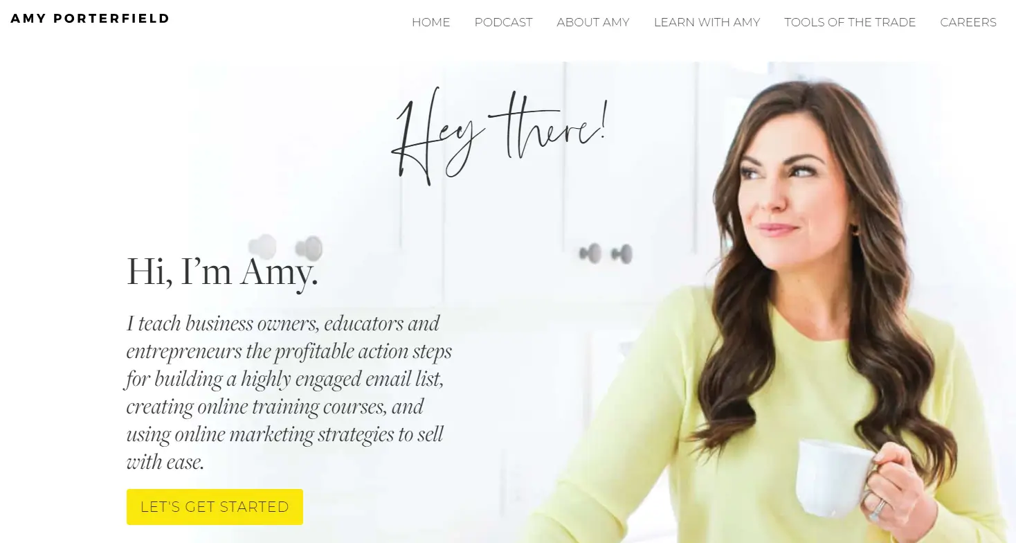 A screenshot showing a part of Amy Porterfield's website.