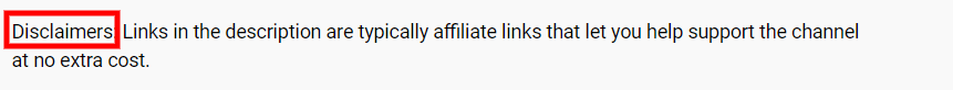 Dusty Porter’s disclaimer statement on affiliate links