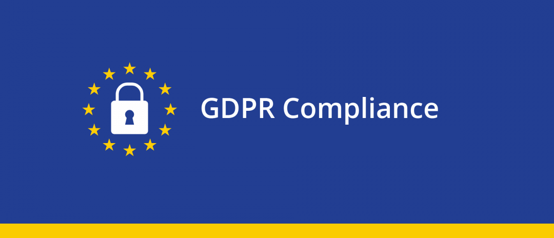 Illustration with a text that reads GDPR and a lock in the center of 12 yellow stars.