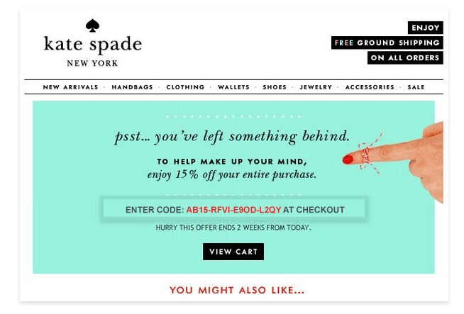 Kate Spade's engagement email example