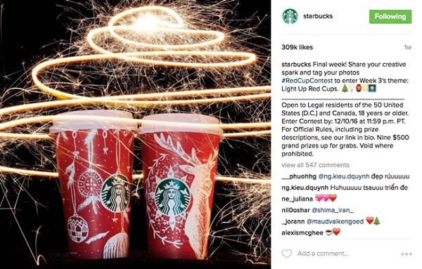 Starbucks Christmas competition on Instagram.