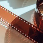 A brown photo film on a desk.