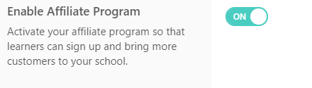 enabling the affiliate program for LearnWorlds
