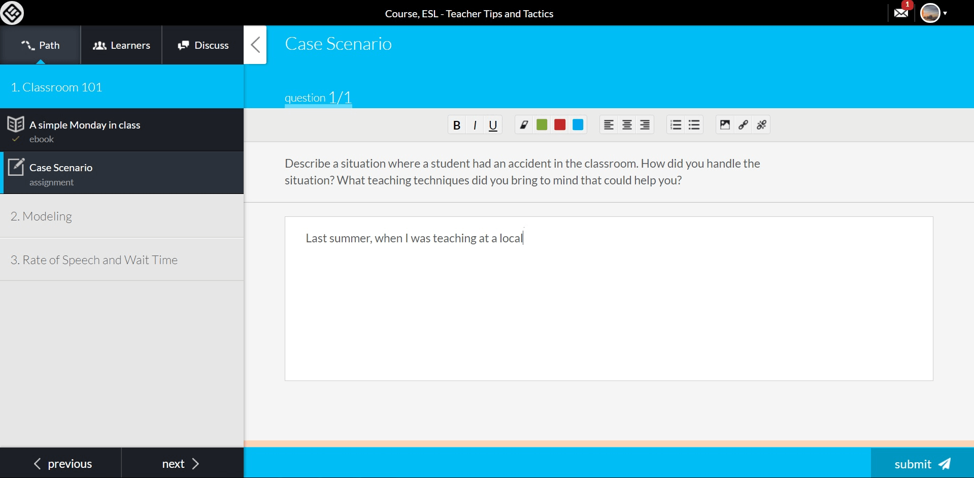 a screenshot of an assignment created with LearnWorlds
Image title: assignments-with-LearnWorlds