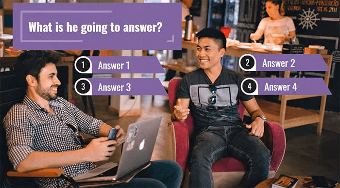 a screenshot of the interactive video editor that allows you to add questions and answers in the video