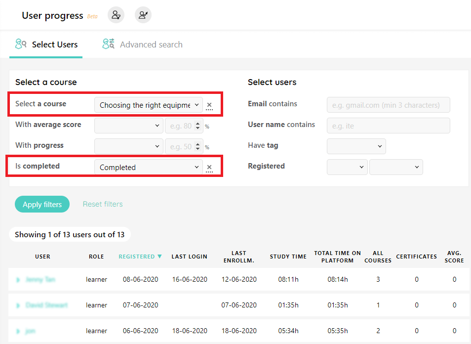 completion reports example