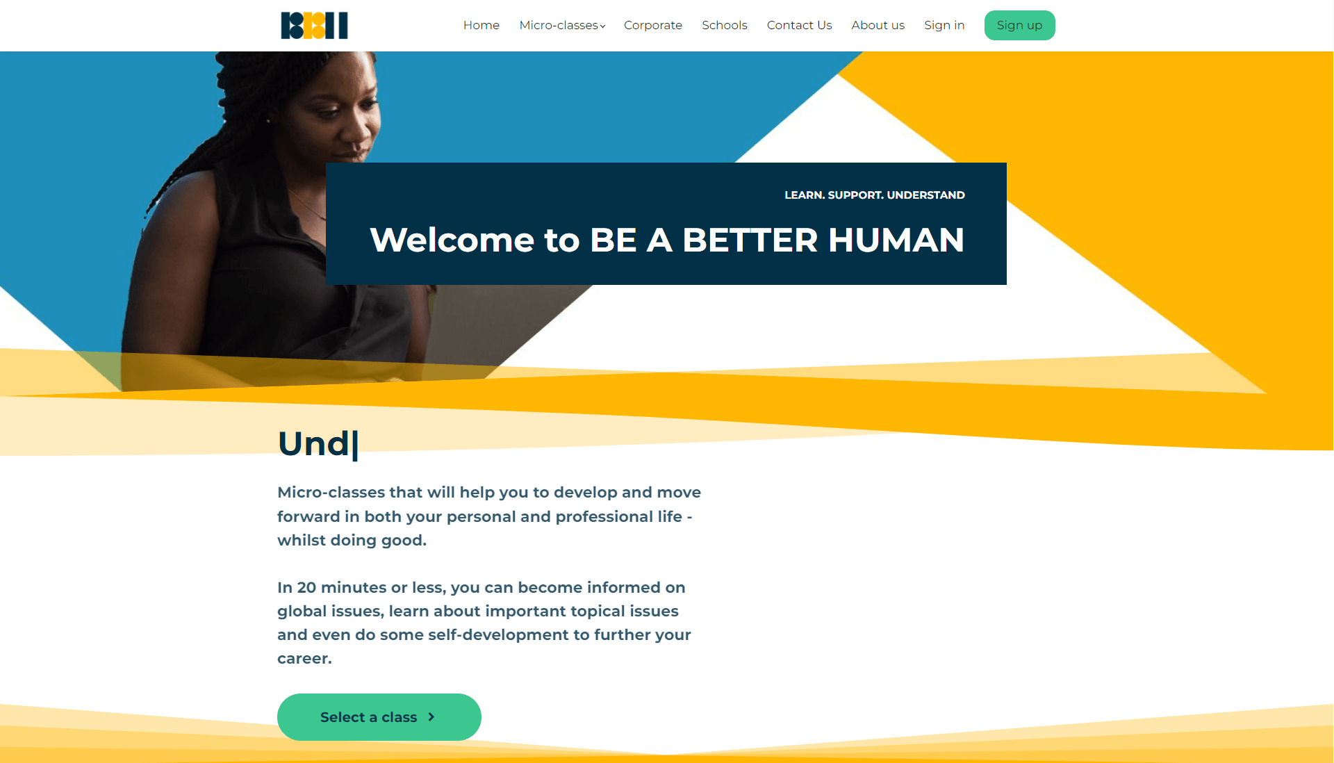 be a better human screenshot of website