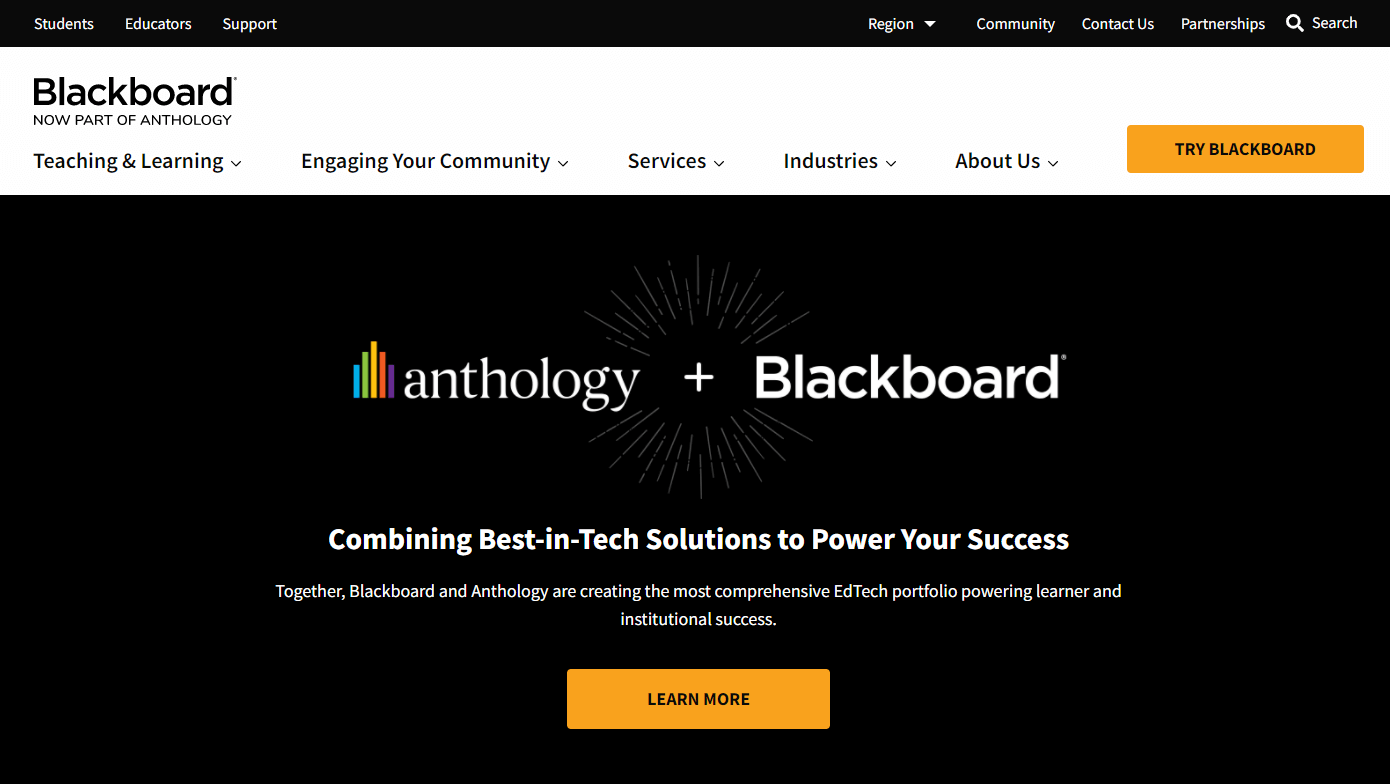 screenshot of Blackboard LMS