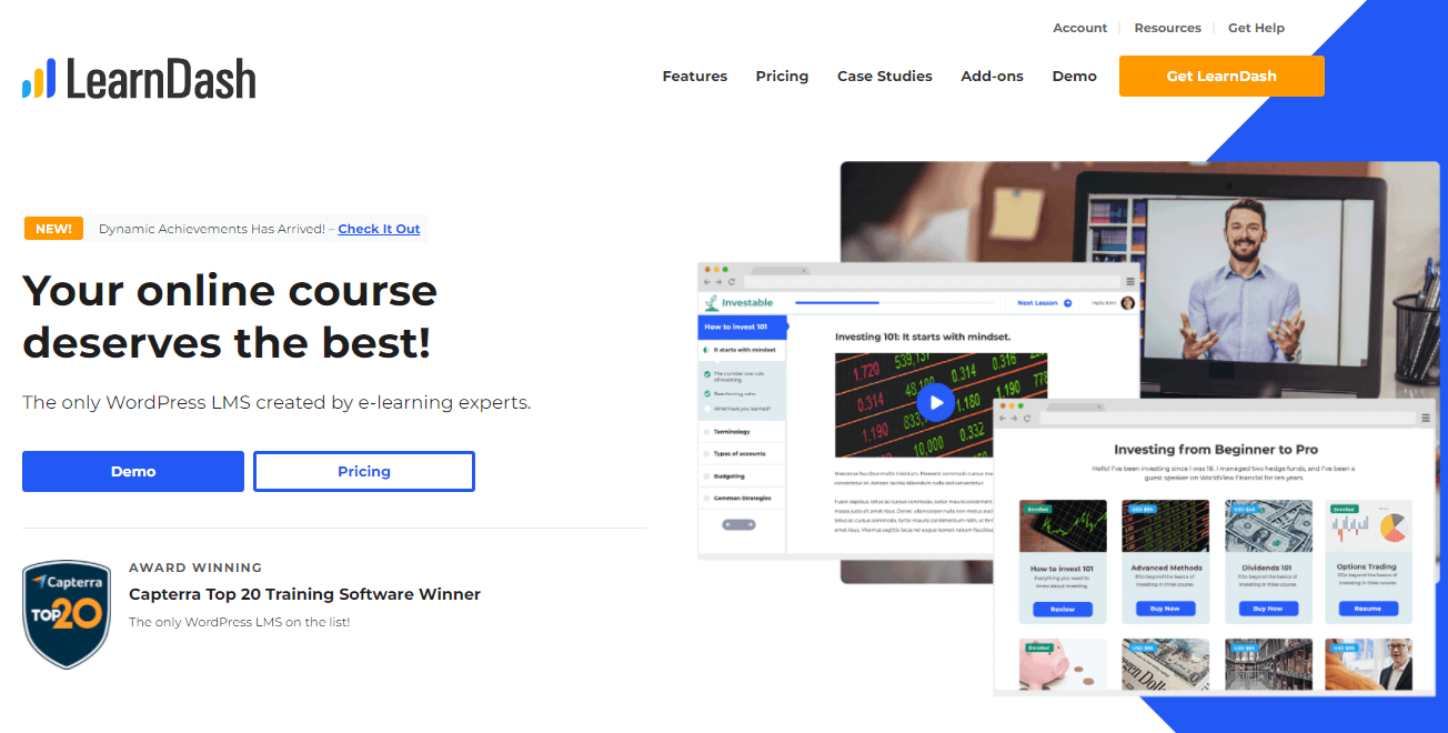 A screenshot of LearnDash's home page