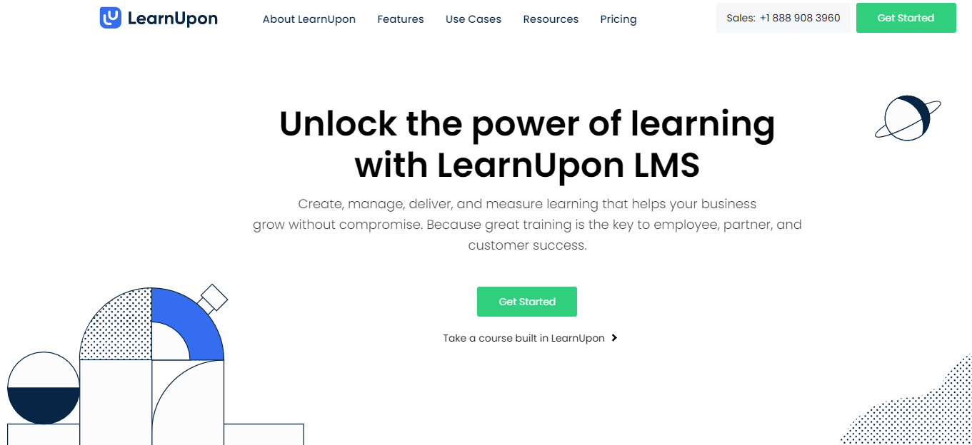 screenshot of learnupon.com