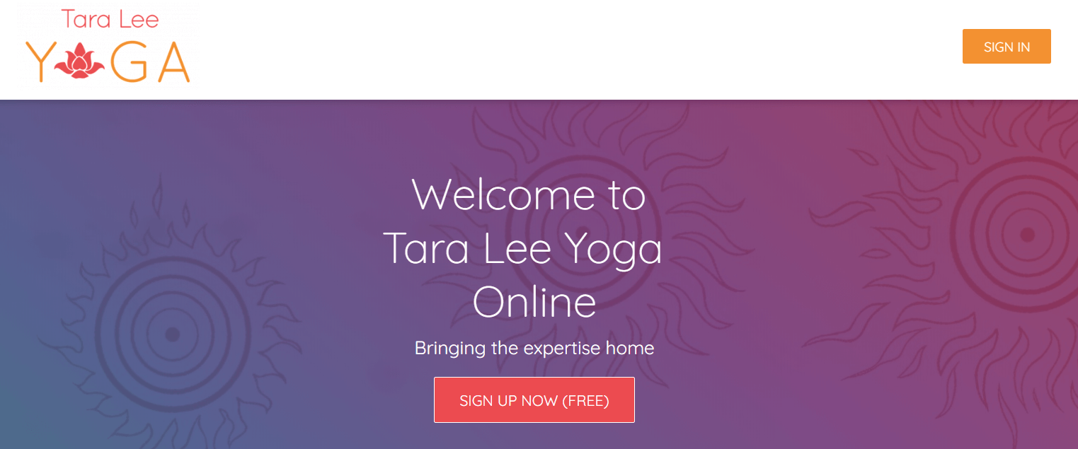 A screenshot showing the website Tara Lee Yoga School