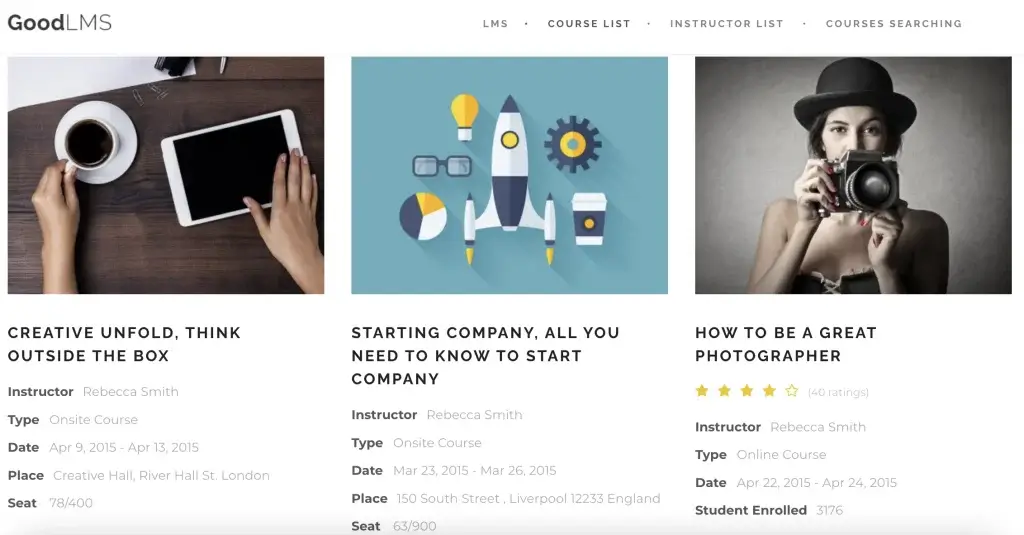 Good LMS landing page