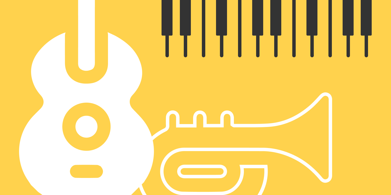 Monetizing your skills by teaching music online, the image shows a guitar, piano, and a saxophone.