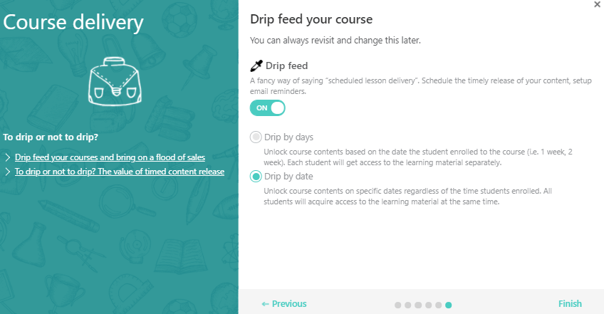 A screenshot of the course delivery tab inside LearnWorlds.