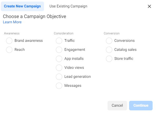 Here is how to choose an ad objective in Facebook ads manager.