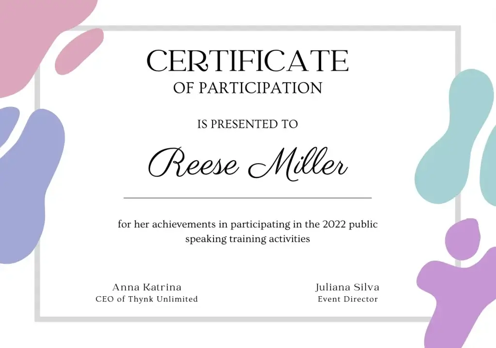 1 Certificate of participation