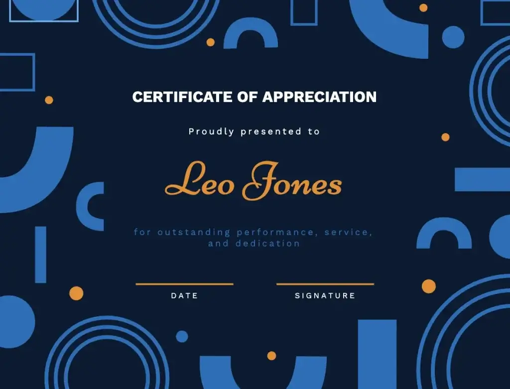 10 Certificate of appreciation