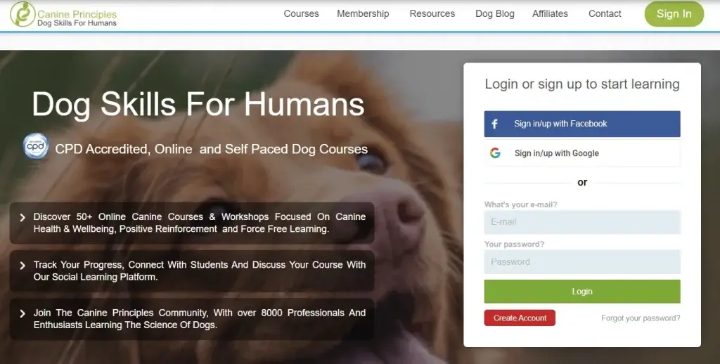 Canine Principles website screenshot Black Friday 2021