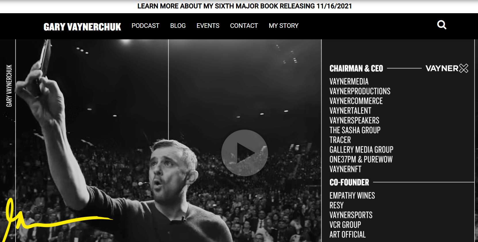 A screenshot showing Gary Vaynerchuk's website.