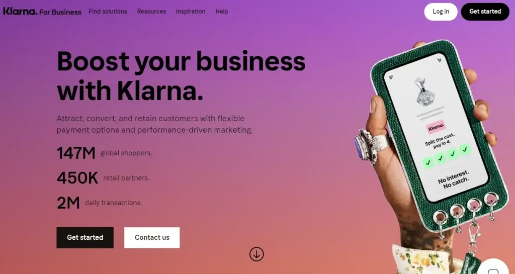 Klarna for business screenshot