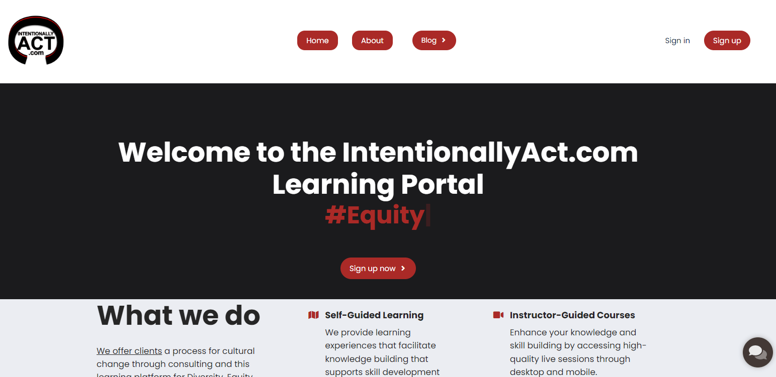 Intentionally Act Learning Portal Screenshot