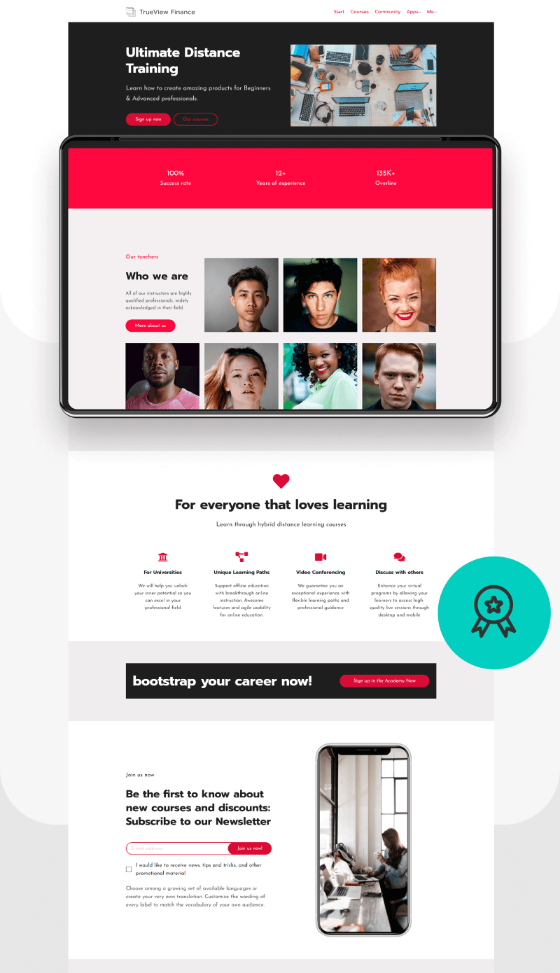 example of an online course landing page template