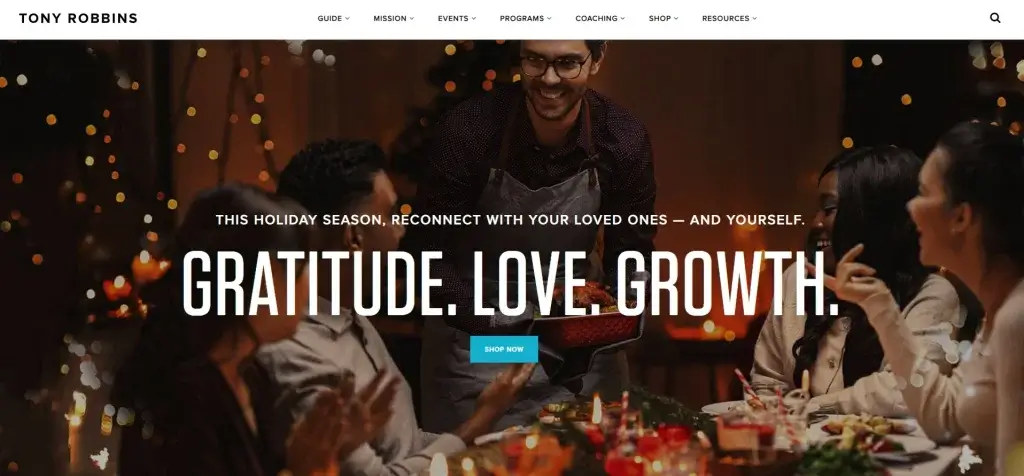tony robbins website screenshot