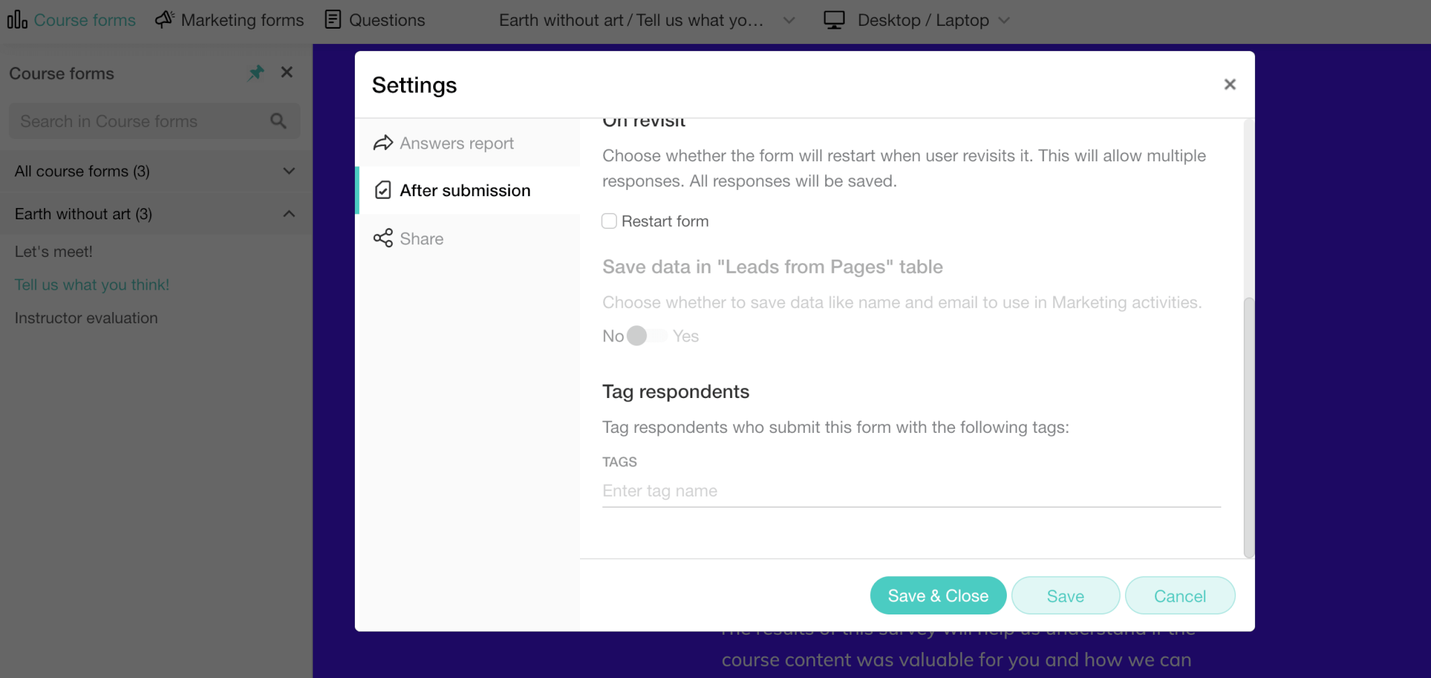 forms tag respondents