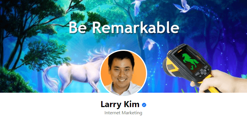 A screenshot of Larry Kim's Facebook banner.