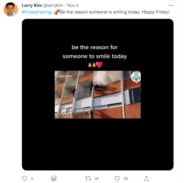 A screenshot of Larry Kim's Twitter post.