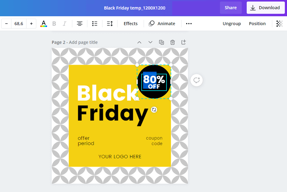 Black Friday Offers Canva template from LearnWorlds