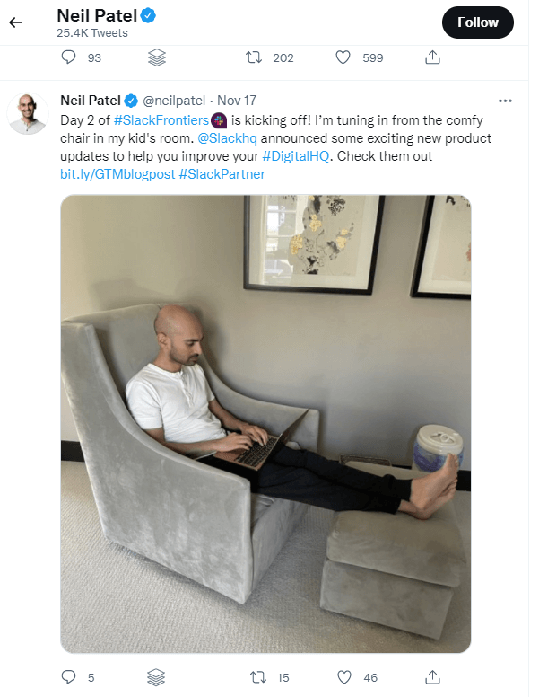  A screenshot of Neil Patel's post on Twitter. Image title: Neil-Patel-Twitter
