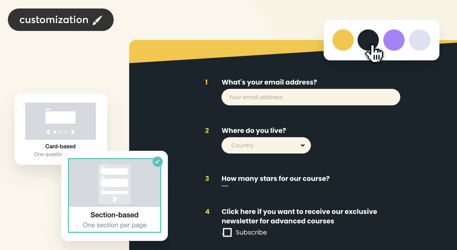 A screenshot showing a form example created with the form builder inside LearnWorlds.
