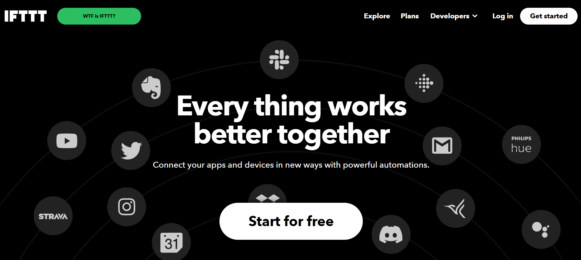 A screenshot of IFTTT's website.