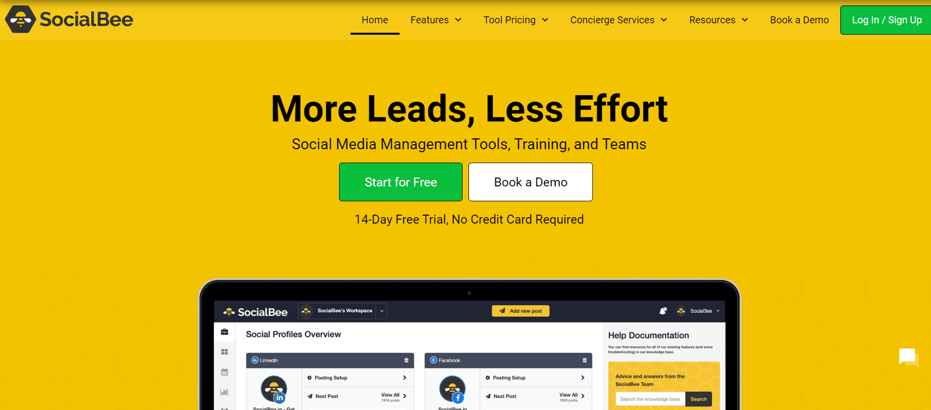 A screenshot of SocialBee's website.